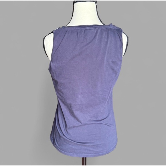 Anthropologie Brand Keer Blue 3D Floral Design Tank - Picture 3 of 8